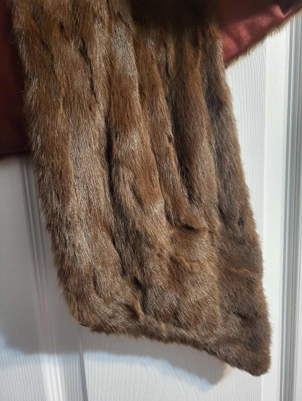 VTG 1960s Brown Mink Fur Short Cape Shawl with Rust Lining - Picture 4 of 6